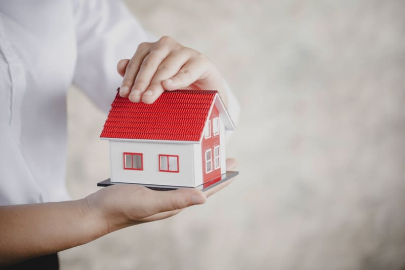 A person holding a house in their hands, property management concept